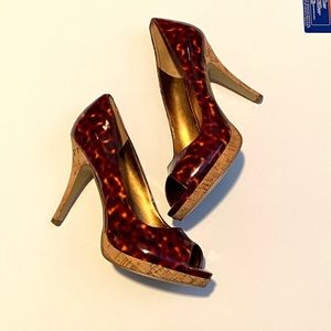 Printed Nine West Heels with Cork-like Platform